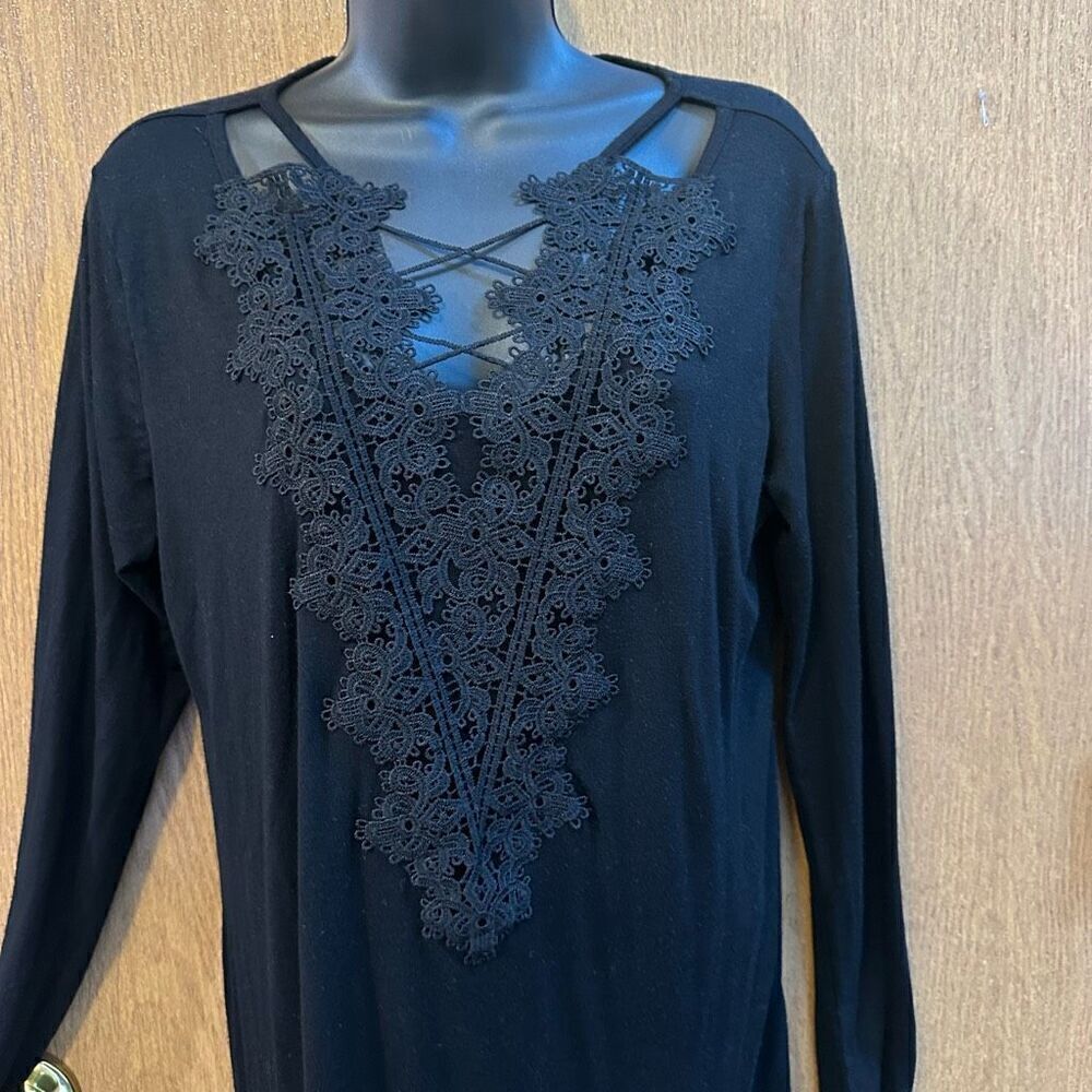 Hippie Chic Long Sleeve black shirt women size L